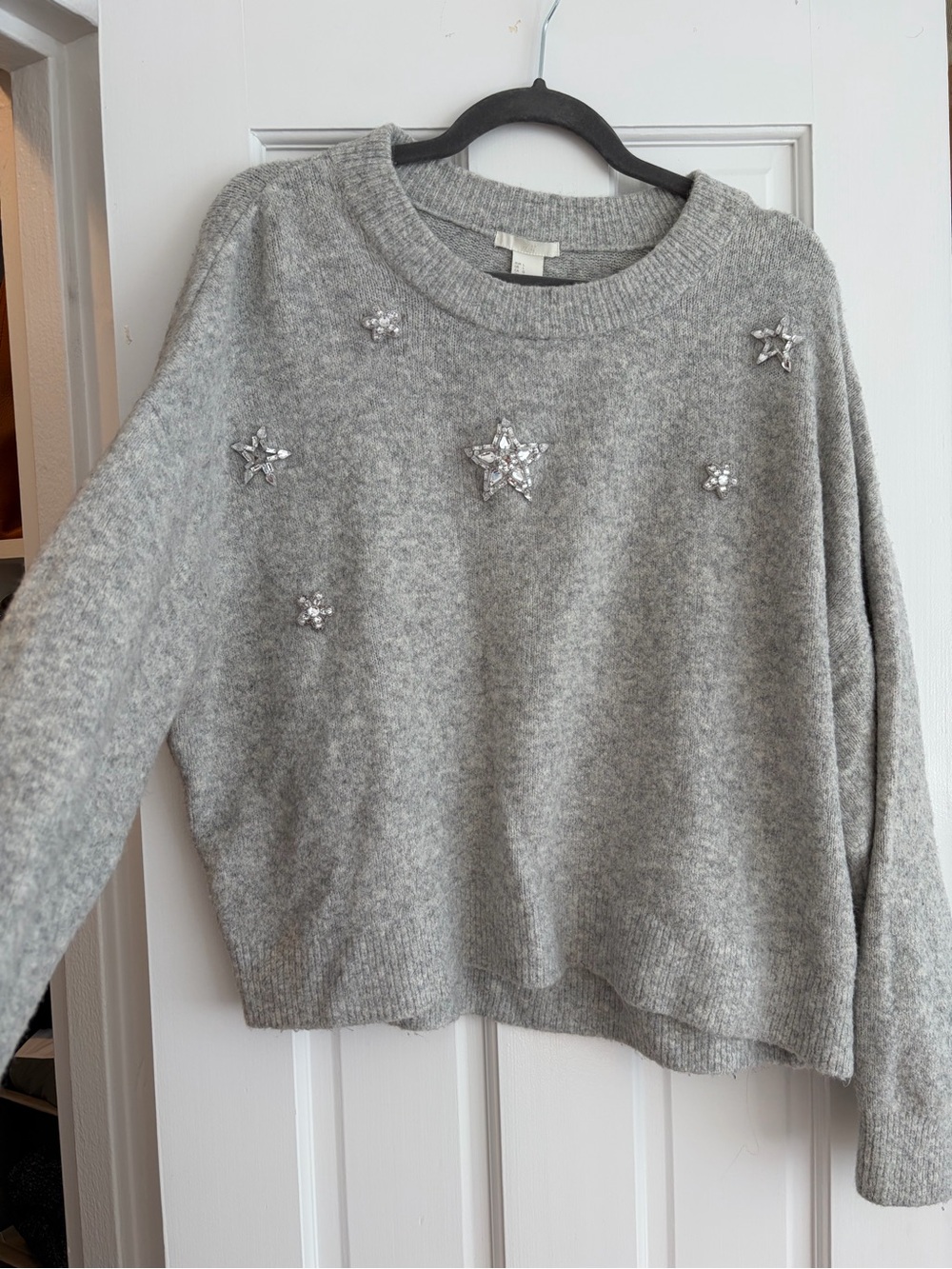 H&M Gray Embellished Star Sweater - Women
